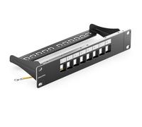 deleyCON 8 Port Panneau Patch Modulaire pour Keystone Modules 1 HE 10" Rack Montage Compatible CAT5 CAT6 CAT7 CAT8 LAN Réseau Câble Installation Noir