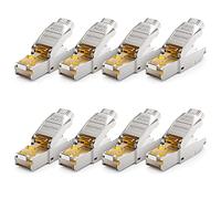 deleyCON 8x CAT 6a Prise Réseau RJ45 Sans Outil Prise Réseau 10 Gbit/s Blindée pour Câbles d'Installation Rigides de Câble Brut Connecteur RJ45 Ethernet LAN DSL Câble de Brassage