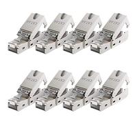 deleyCON 8x Connecteur Réseau CAT 6a RJ45 avec Connexion LSA pour Câbles D'installation Rigides Blindés 10 Gbit/S Câble LAN Connecteur de Câble Réseau CAT6a Boîtier Métallique