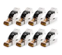 deleyCON 8x Connecteur RJ45 10 Gbit/s Sans Outil Pince Coupante LSA pour LAN Ethernet Câble de Pose - Pour Câbles Réseau CAT6a CAT7 CAT7a CAT8 Câble PoE Blindé Boîtier Métallique