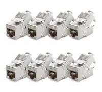 deleyCON 8x Module Jack CAT6a Keystone Câble de Brassage Câble Réseau Connecteur STP Blindage Prise Réseau RJ45 Panneau de Brassage Support Keystone Extension