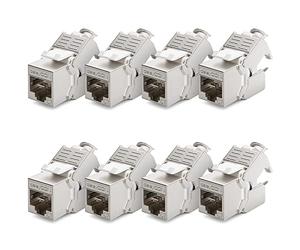 deleyCON 8X Module Keystone Cat 7 Optimal pour Câbles CAT7/CAT6/CAT6a - Compatible avec Câbles D’Installation, de Raccordement et Réseau - Blindage STP - Port RJ45-1000 MHz, 10 Gbit/s - (LSA)