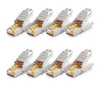 deleyCON 8x Prise Réseau CAT 7 RJ45 Sans Outil Blindée 10 Gbit/s 600 MHz Prise Réseau Pour Câbles de Pose Rigides Câbles Bruts Prise RJ45 Ethernet LAN DSL Câble de Brassage
