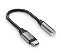 deleyCON Adaptateur Audio USB-C vers Jack 3,5mm ALU - Puce DAC & TRRS - Connecteur USB Type-C vers Prise Jack - Compatible Smartphone, Tablette, Casque, Haut-parleur - Noir/gris