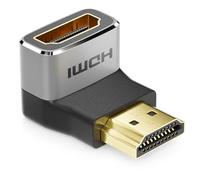 deleyCON Adaptateur HDMI Connecteur de Couplage Angle 90° 8K@60Hz / 4K@120Hz UHD 7680x4320 Aluminium HDMI 2.1 Arc HDR10+ Dolby Vision VRR ALLM 48Gbps 90° Coudé Gris Noir