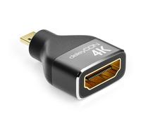 deleyCON Adaptateur Micro HDMI Câble de Couplage Connecteur 4K@60Hz / 2K@120Hz UHD 4096x2160 Aluminium HDMI 2.0 Arc HDR 3D VRR ALLM HDCP 18Gbps Noir