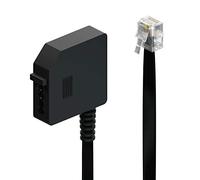 deleyCON Adaptateur téléphonique RJ11 6P4C vers prise TAE-F - 0,2 m - Câble plat - Adaptateur téléphonique - Routeur - Noir