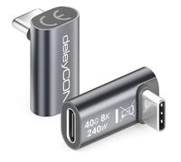 deleyCON Adaptateur USB-C Coudé 90° (Lot de 2) - 40 Gbps, 240 W, 8K60Hz, USB 4.0, Boîtier Aluminium, Fiche vers Prise - pour Smartphone, Tablette, Ordinateur Portable, MacBook, PS5, etc.