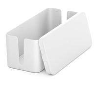 deleyCON Boîtier de Gestion des Câbles Boîtier d'Organisation des Câbles 32,7cm x 13,5cm x 12,5cm Plastique Robuste 2 Guides de Câbles Latéraux Protection et Sécurité Blanc