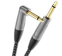deleyCON Câble Guitare 6,35 mm 10m, Câble Instrument Jack TS Mono Coudé - pour Guitare électrique, Basse, Batterie, Pédales, Amplificateurs, Tables de Mixage, Accordeurs, haut-Parleurs