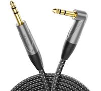 deleyCON Câble Guitare 6,35 mm 2m, Câble Instrument Jack TRS Stereo Coudé - pour Guitare électrique, Basse, Batterie, Pédales, Amplificateurs, Tables de Mixage, Accordeurs, haut-Parleurs