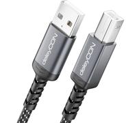 deleyCON Câble Imprimante USB-B (2m pour Printer, Scanner, MIDI) USB-B vers USB-A, Câble pour Imprimante Tressé + Connecteurs Métalliques pour HP Samsung Epson Dell Lexmark Brother Canon