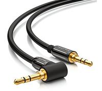 deleyCON Câble jack 3,5 mm - 1,5 m - Câble audio stéréo - Fiche jack coudée à 90° - Pour PC, ordinateur portable, smartphone, tablette, récepteur Hi-Fi - Noir