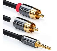 deleyCON Câble jack 3,5 mm vers RCA stéréo 1,5 m - 1 fiche jack vers 2 fiches RCA - Noir