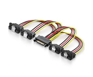 deleyCON Câble SATA (données et alimentation) Strom - 4 Fach Y-Adapter SATA Strom Winkel