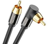 deleyCON Câble Subwoofer 3,0m - Fiche Coudée - Câble Coaxial RCA Cinch - pour Subwoofers, Récepteurs AV, Amplificateurs Hi-Fi, Systèmes Hi-Fi, Barres de son, haut-Parleurs Actifs - Nylon noir