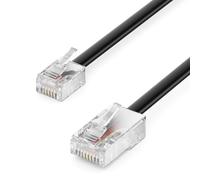 deleyCON Câble téléphonique RJ11 vers RJ45 Câble modulaire Câble plat de connecteur RJ11 vers connecteur réseau RJ45 Prise téléphonique Modem Routeur Fax RNIS DSL VDSL Internet Noir