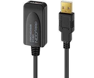 deleyCON Câble USB 2.0 actif de 5 m - Rallonge active avec amplificateur de signal - Câble répéteur USB 2.0 - Pour PC, ordinateur, imprimante, scanner