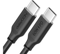 deleyCON Câble USB C PD3.0 - 1 m - Câble de charge rapide 60 W - Pour iPhone 16 15 Pro Max Samsung Galaxy S25 S24 S23 S22 Pixel iPad Pro MacBook Air Tablettes Switch PS5 - Noir