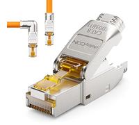 DeleyCON CAT 8 Prise RJ45 Coudée à 90° Sans Outil - Prise Réseau Blindée 40 Gbit/s pour Câbles d'Installation Rigides - Connecteur Ethernet LAN