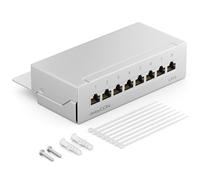 deleyCON CAT6 Panneau de Brassage 8 Ports Bureau & Montage Mural - Blindé - Prise 8x RJ45 - TIA568A TIA568B - Gris Clair