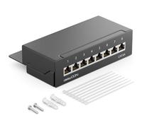 deleyCON CAT6a Panneau de Brassage 8 Ports Bureau & Montage Mural - Blindé - Prise 8X RJ45 - TIA568A TIA568B - Noir