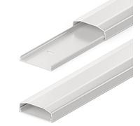 deleyCON Conduit de Câble Goulotte de Distribution Universal Câblage Facile de Câbles et Fils PVC de Grande Qualité Longueur 50cm Largeur 6cm Hauteur 2cm - Blanc