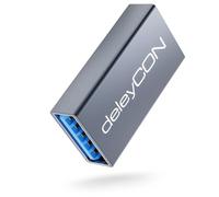 deleyCON Coupleur Adaptateur USB 3.0 en Aluminium 5 Gbps - Raccord/Extension - Prise A vers Prise A - Relier 2 Câbles USB - Prolonger