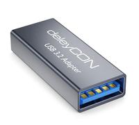 deleyCON Coupleur Adaptateur USB 5 Gbps en Aluminium - Raccord/Extension - Prise A vers Prise A - Relier 2 Câbles USB - Prolonger - Compatible USB 3.2/3.1/3.0/2.0