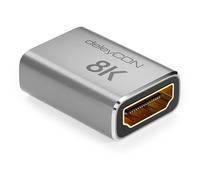 deleyCON Coupleur HDMI 2.1 8K (48 Gbps, Ultra High Speed) - 8K@60Hz, 4K@120Hz, 2K@144/165Hz, EARC, HDCP 2.3/2.2, DTS:X - pour HDR Dolby Atmos, TV PS5 Xbox Barre de Son Moniteur - Argent