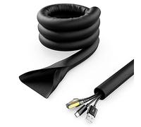 deleyCON Faisceau de Câbles de 1,5m Fermeture Automatique Gestion des Câbles Gaine de Câble Protection de Câble Gaine de Câble en Nylon Robuste Maison Lieu de Travail Bureau Noir