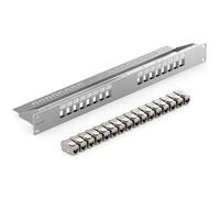 deleyCON Kit de 16 Ports Panneau de Brassage Modulaire 1 U 19" Installation en Rack + 16x Modules Keystone RJ45 CAT6a Compatible avec Câble Réseau LAN CAT5 CAT6 CAT7 Câble D'installation Gris