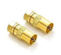 deleyCON Lot de 2 adaptateurs d'antenne satellite vers SAT - Fiche F vers prise IEC femelle - Connecteur coaxial - Câble satellite plaqué or