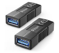 deleyCON Lot de 2 Coupleurs USB 3.0 5 Gbps - Raccord/Extension - Prise à Prise - Relier 2 Câbles USB-A
