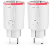 deleyCON Lot de 2 minuteries numériques avec fonction compte à rebours, minuterie, prise de courant 1 à 5 heures, temps de commutation max. 1800 W, sécurité enfant, intérieur, blanc