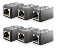 deleyCON Lot de 6 rallonges RJ45 (1000 Mbit) Gigabit LAN Câble réseau adaptateur Ethernet Compatible avec Cat8, Cat7, Cat6, Cat5, Câble patch DSL POE 2 x RJ45 femelle Noir