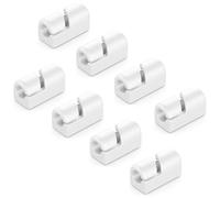 deleyCON Lot de 8 Supports de Câbles Serre-câbles Autocollants Gestion des Câbles Serre-câbles Guide-câbles Organisateur de Câbles Support de Câbles Fixation de Câbles Maison Plinthe Silicone Blanc