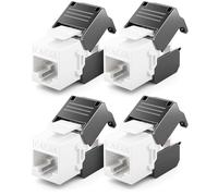 deleyCON Module Keystone Jack CAT6A (Lot de 4 Pièces) - RJ45 Prise vers LSA, 10 Gbit/s, 500 MHz, T568A/T568B, AWG 22-26 UTP - Plastique - pour Panneau de Brassage, Prise Réseau