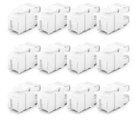 deleyCON Module Keystone Jack RJ45 CAT6 (Lot de 12 Pièces) pour Câble LAN - 1 Gbit/s - T568A/T568B, AWG 23-26 UTP - Plastique - pour Panneau de Brassage, Prise Réseau - Blanc