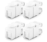 deleyCON Module Keystone Jack RJ45 CAT6 (Lot de 4 Pièces) pour Câble LAN - 1 Gbit/s - T568A/T568B, AWG 23-26 UTP - Plastique - pour Panneau de Brassage, Prise Réseau - Blanc