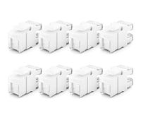 deleyCON Module Keystone Jack RJ45 CAT6 (Lot de 8 Pièces) pour Câble LAN - 1 Gbit/s - T568A/T568B, AWG 23-26 UTP - Plastique - pour Panneau de Brassage, Prise Réseau - Blanc