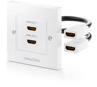 deleyCON Port Mural HDMI Prise 2x Port HDMI Montage Encastrable 3D FULL HD HDTV 4K 2160p - Blanc