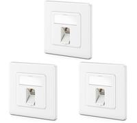 deleyCON Prise Réseau CAT7 1 port 10 Gigabit Encastrée, 3 Pièces - Blanc | Prise Ethernet LAN, boîte de jonction, prise de données blindée, CAT 7 Keystone RJ45, câble de raccordement réseau DSL