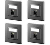 deleyCON Prise Réseau CAT7 1 port 10 Gigabit Encastrée, 4 Pièces - Noir | Prise Ethernet LAN, boîte de jonction, prise de données blindée, CAT 7 Keystone RJ45, câble de raccordement réseau DSL