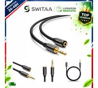 deleyCON Rallonge Audio Jack 3,5 mm Mâle-Femelle 1 m Câble AUX Stéréo Blindé