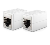 deleyCON Rallonge de Câble LAN RJ45, 10 Gbit/s, Connecteur pour Cat8/Cat7/Cat6/Cat5, Câble Ethernet Adaptateur 10 Gigabit PoE - 2 Pièces - Blanc