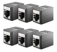 deleyCON Rallonge de Câble LAN RJ45, 10 Gbit/s, Connecteur pour Cat8/Cat7/Cat6/Cat5, Câble Ethernet Adaptateur 10 Gigabit PoE - 6 Pièces - Noir