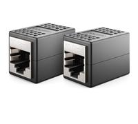 deleyCON Rallonge de Câble LAN RJ45, 10 Gbit/s, Connecteur pour Cat8/Cat7/Cat6/Cat5, Câble Ethernet Adaptateur 10 Gigabit PoE - 2 Pièces - Noir