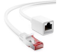 deleyCON Rallonge de câble patch Cat6 - 1 m - Pour câble réseau Ethernet LAN - Fiche RJ45 vers RJ45 femelle S/FTP PiMF 250 MHz - Cuivre - Blanc