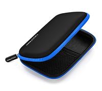 deleyCON Sac de Disque Dur HDD Case Boîtier de Disque Dur - pour Les Disques Durs 2,5" Pouces et SSD - Robuste & Antichoc - 2 Compartiments Intérieurs avec des Poches en Filet - Bleu